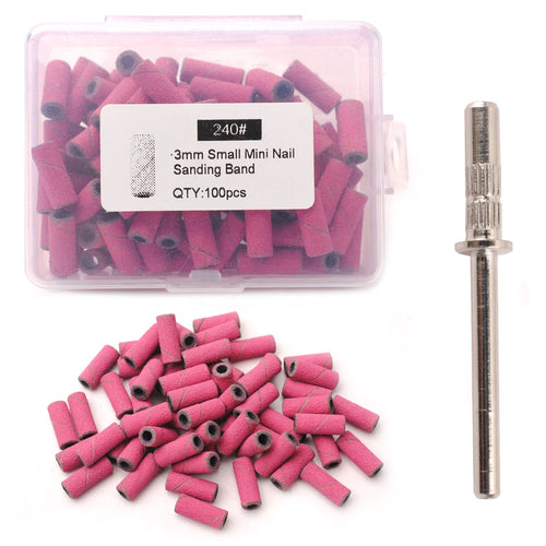 100pcs 3.1mm Mini Sanding Bands Kits Nail Drill Bits Mandrel Sets