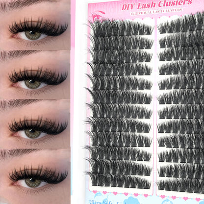 False Eyelashes Natural Wispy Individual Cluster Lashes Easy to Apply