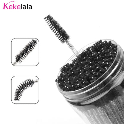 50Pcs/Bottle Eyelash Extension Brushes With Container Eyebrow  Eye