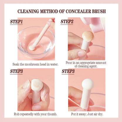 The mushroom head concealer brush has soft bristles and does not