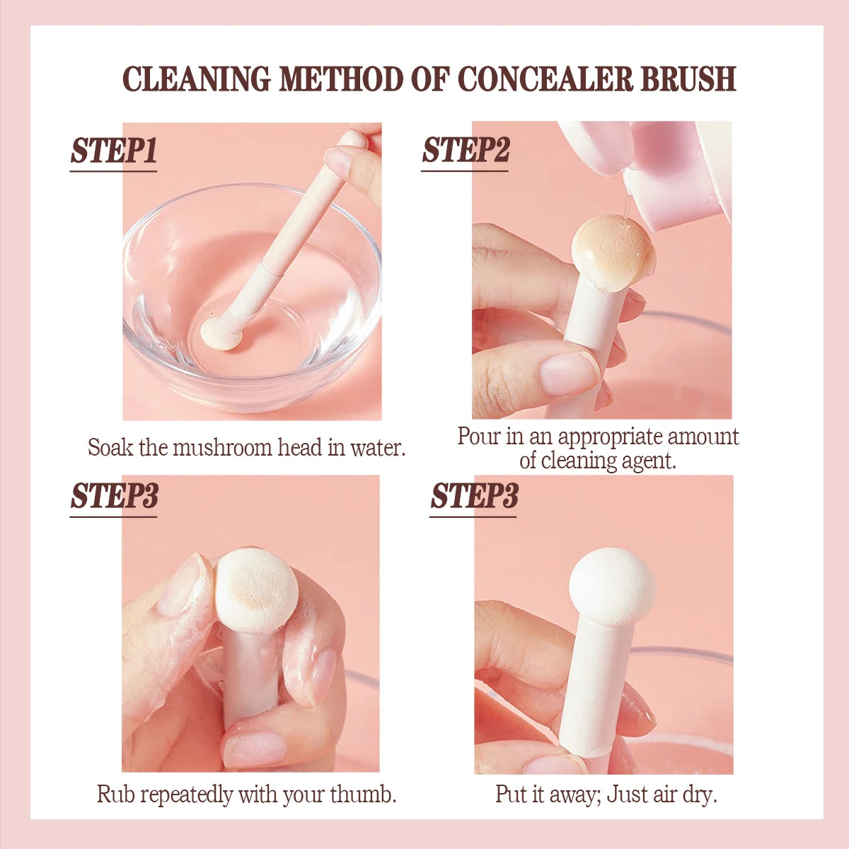 The mushroom head concealer brush has soft bristles and does not