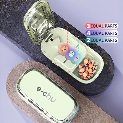 1/2 and 1/3 Adjustable Pill Cutter Storage Box Portable Drug Tablet