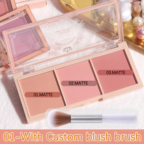 Three Color Blush Nude Makeup Natural Matte Milk Tea Color Orange Long
