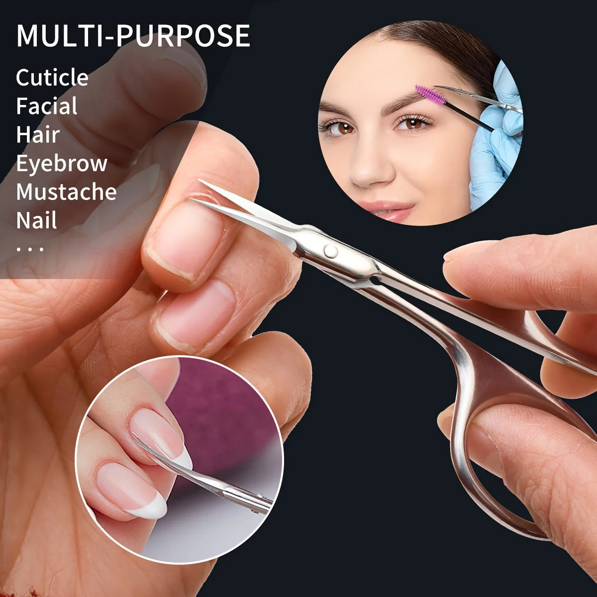 Ultra Fine Silvery Manicure Scissors Stainless Steel Arc Manicure