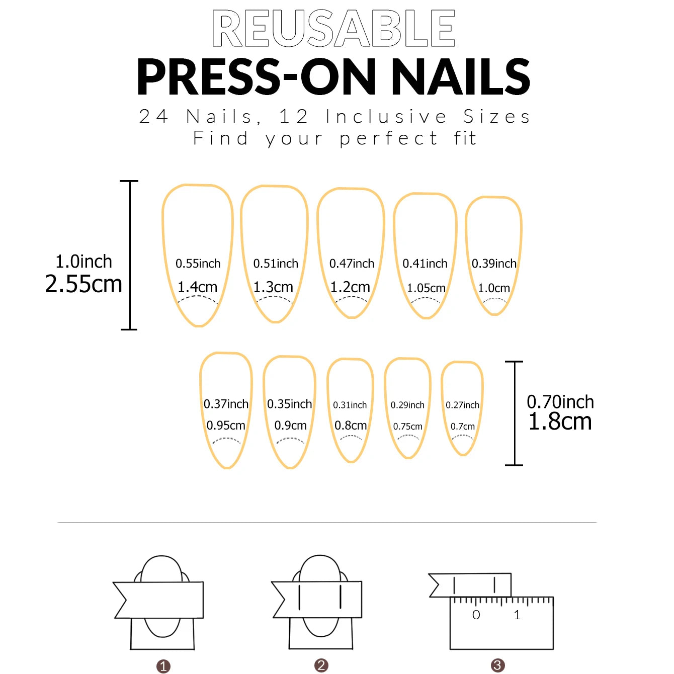 120pcs -box Almond  White French Fake nails for Stylish Women & Girls,