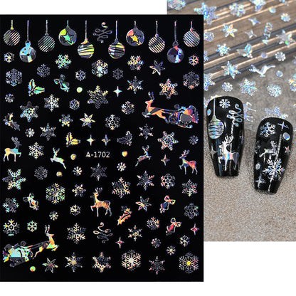 Winter Christmas Atmosphere Nail Stickers Snowman Snowflake Wapiti