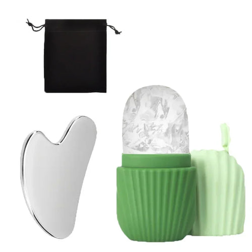 1/3PCS Ice Face Roller Stainless Steel Gua Sha Board Set Face Massage