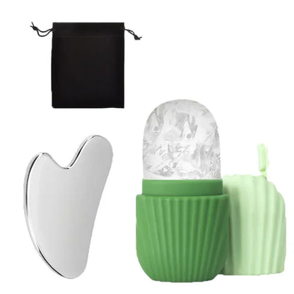 1/3PCS Ice Face Roller Stainless Steel Gua Sha Board Set Face Massage