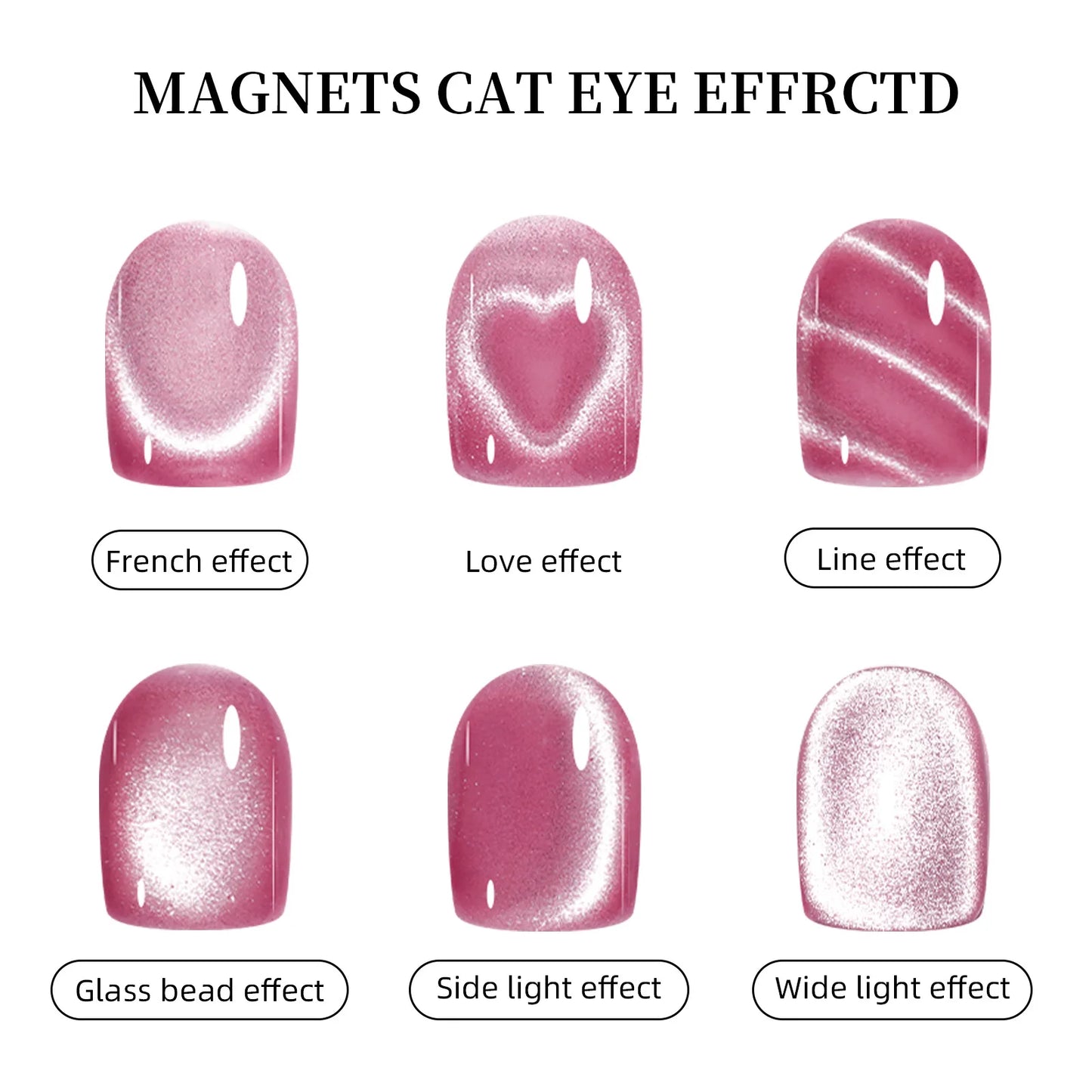 1Pcs 3-In-1 Heart Shape Cat Eye Nail Art Magnet Double Line Moon Snake