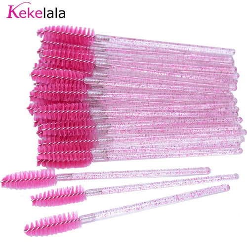 50Pcs/Bottle Eyelash Extension Brushes With Container Eyebrow  Eye