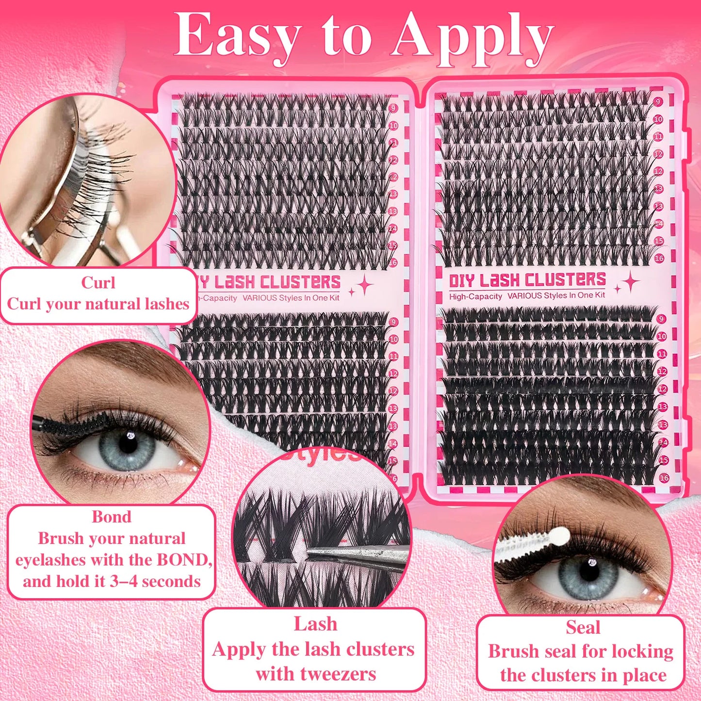 30D40D50D80D DIY Eyelash Extension Kit with Tweezers, Glue and Seal