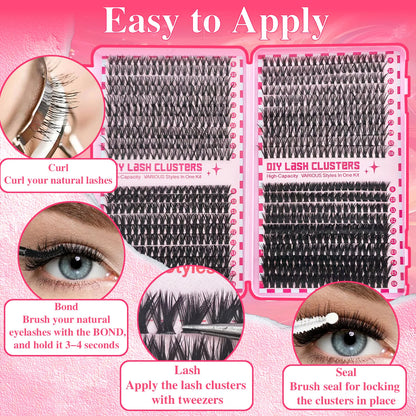 30D40D50D80D DIY Eyelash Extension Kit with Tweezers, Glue and Seal