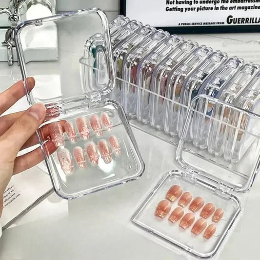 10PCS Press-On Nail Storage Acrylic Boxes with Adhesive Sheets