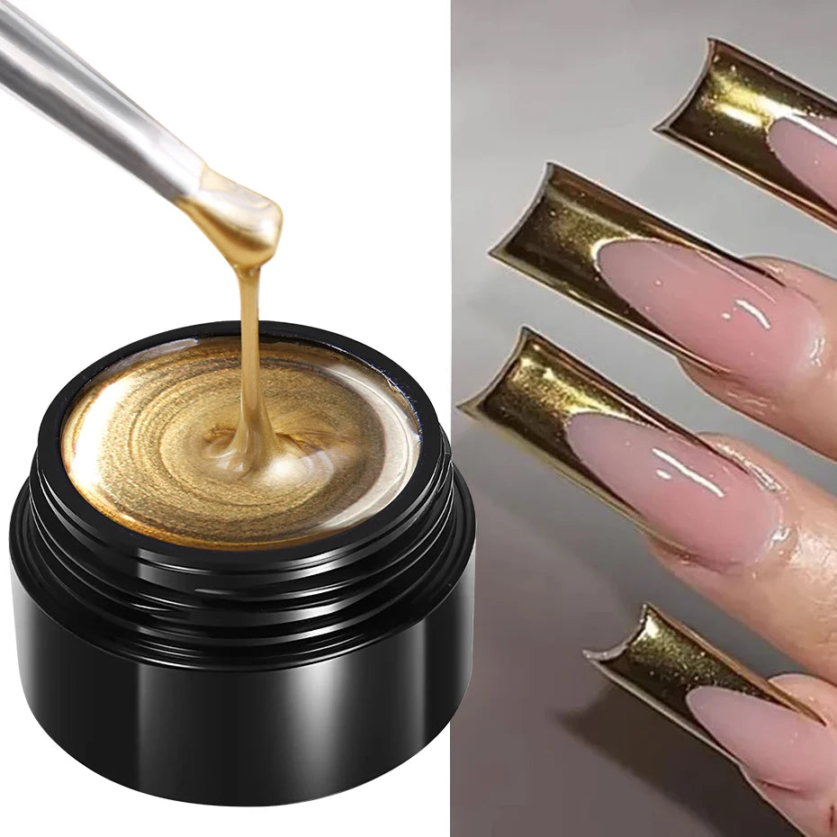 Metallic Painting Gel Chrome Gold Silver Rose Gold Mirror Effect Nail