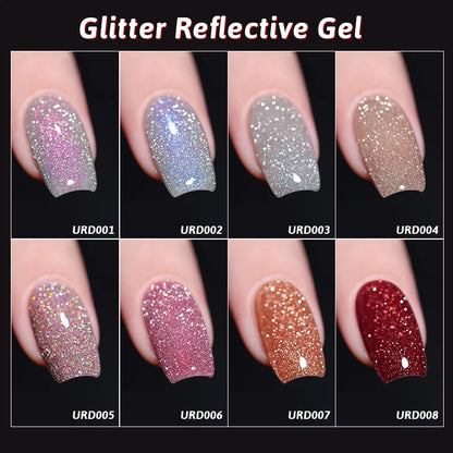UR SUGAR 15ml Sliver Reflective Nail Gel Polish Shining Glitter Semi