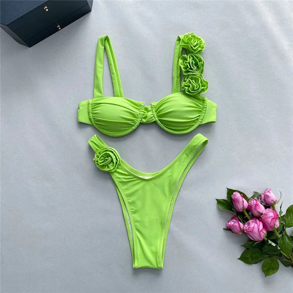 Sexy Flower Push Up Bikini