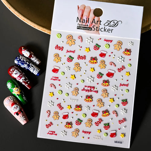Winter Christmas Atmosphere Nail Stickers Snowman Snowflake Wapiti
