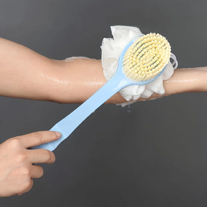 Soft Loofah And Bristles Bath Body Brush For Women And Men - Curved