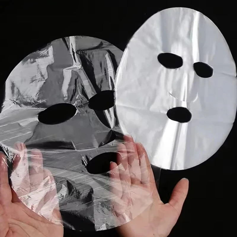 100-500pcs Disposable Plastic Film Full Face Cleaner Mask Neck