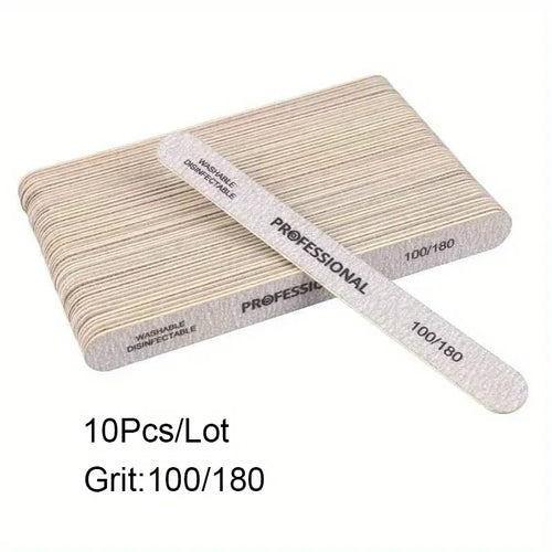 10/25/50Pcs Nail File 100/180/240 Wooden Sanding Buffer Block Pedicure