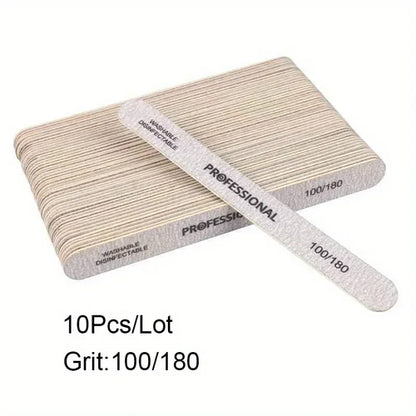 10/25/50Pcs Nail File 100/180/240 Wooden Sanding Buffer Block Pedicure