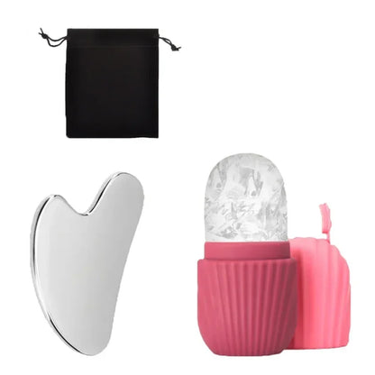 1/3PCS Ice Face Roller Stainless Steel Gua Sha Board Set Face Massage