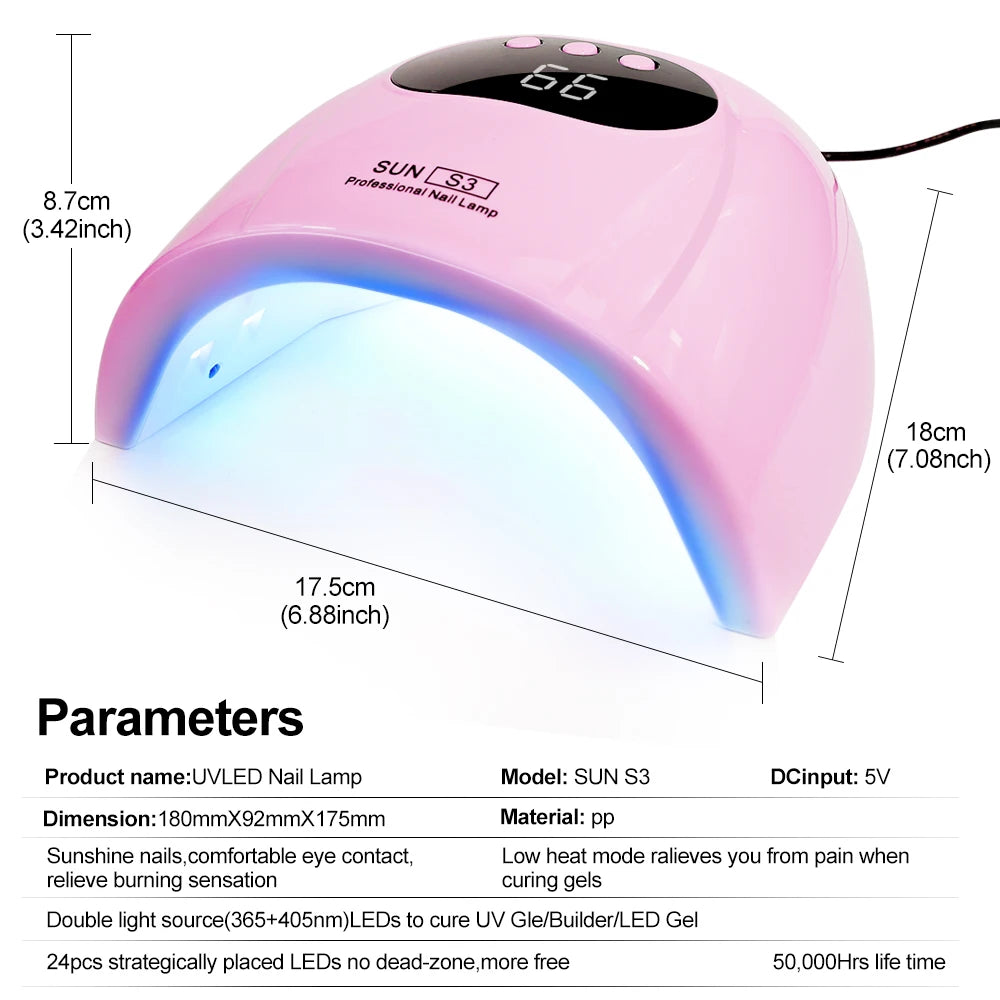 24/6 LED UV Lamp for Nails Gel Polish Drying With LED Display And