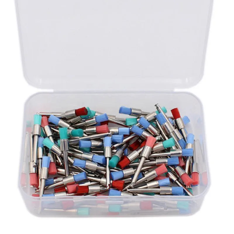 100PCS/Box Dentistry Polishing Brush Nylon Flat Head Latch Teeth