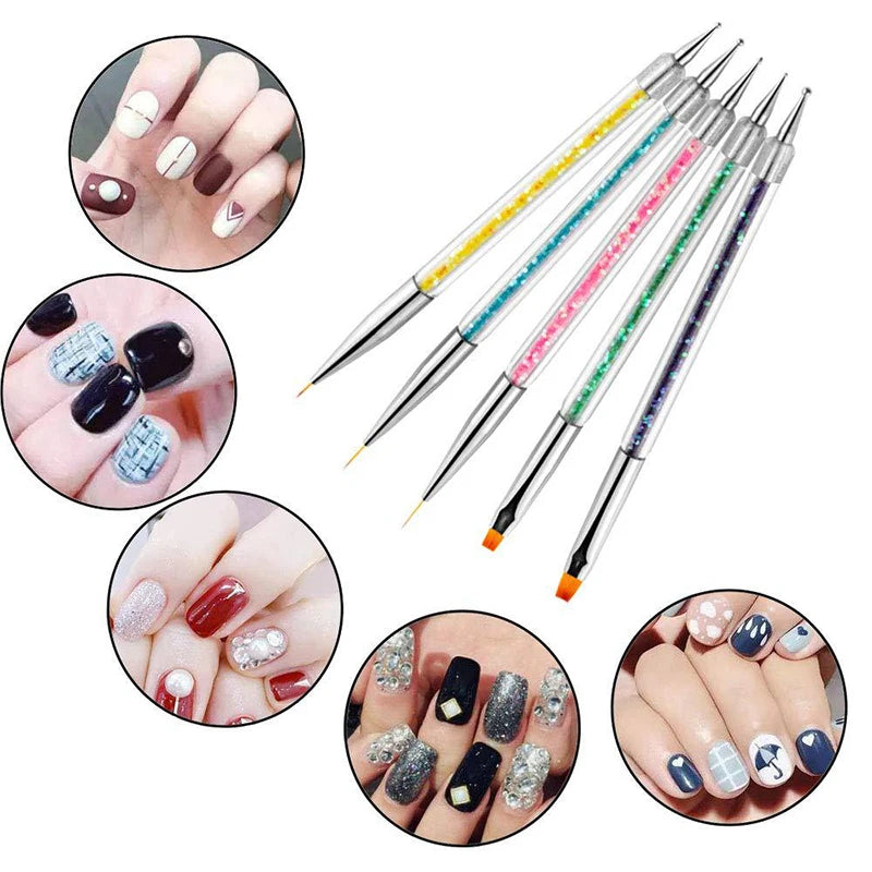 5Pc Nails Art Dotting Pen Acrylic Drawing Liner Supplies Brush