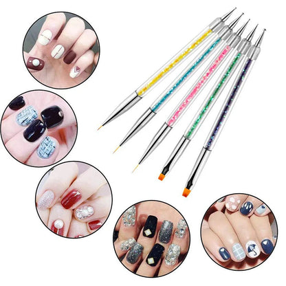 5Pc Nails Art Dotting Pen Acrylic Drawing Liner Supplies Brush