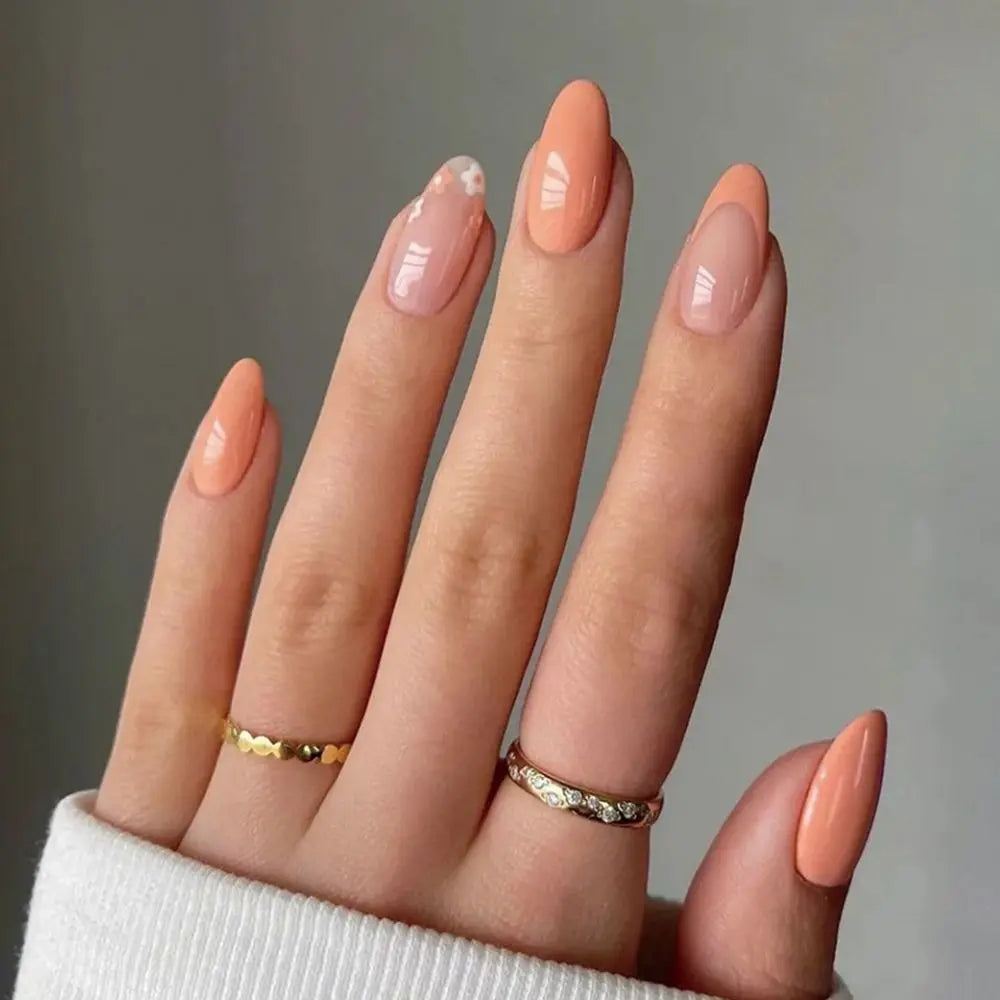 Fall Nails | Cute November Nails Brown Wave Tips Almond Winter Press On Nails 24 piece Set