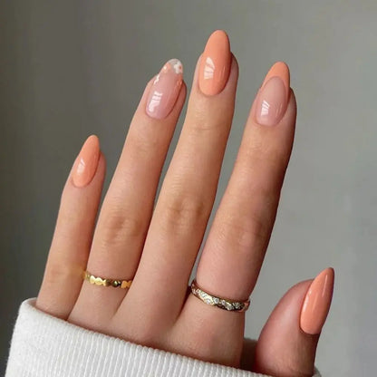 Fall Nails | Cute November Nails Brown Wave Tips Almond Winter Press On Nails 24 piece Set