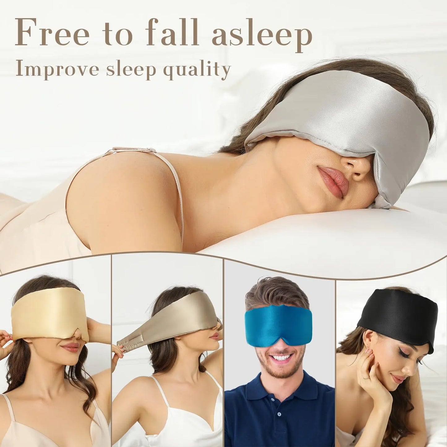 Adjustable Silk Sleep Mask for Side Sleeper,Eye Mask Sleeping for