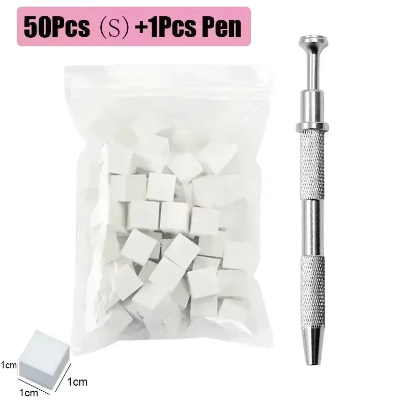 Mini Square Nail Art Sponge With 4 Prongs, Metal Pliers Set,