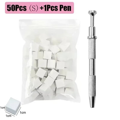 Mini Square Nail Art Sponge With 4 Prongs, Metal Pliers Set,