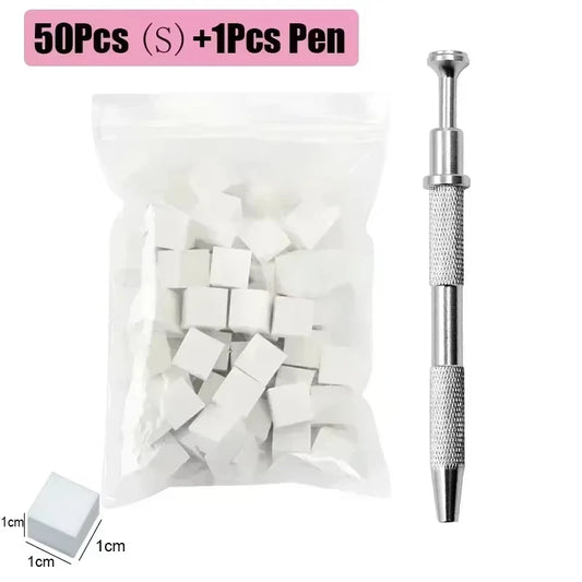 Mini Square Nail Art Sponge With 4 Prongs, Metal Pliers Set,