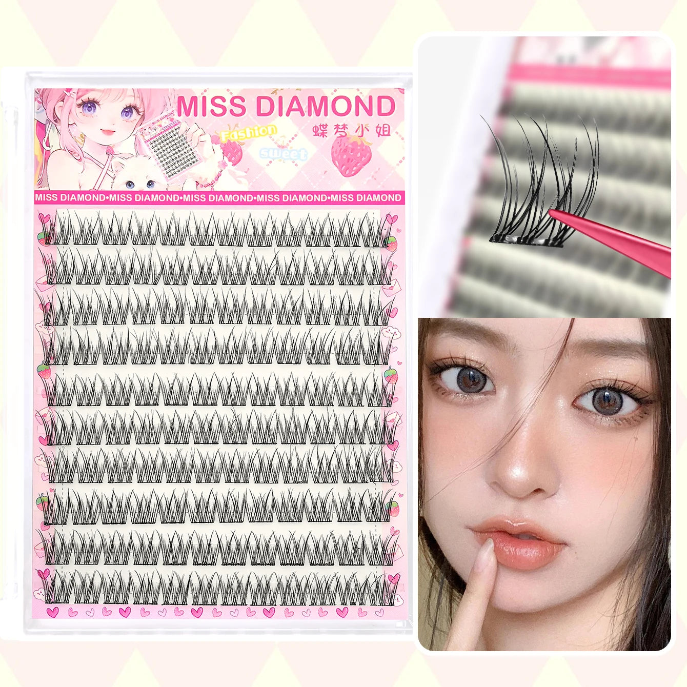 Self-Adhesive Eyelash Clusters No Glue Needed 120Pcs Natural C-Type