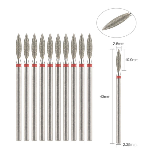 10Pcs Diamond Milling Cutter For Manicure Electric Nail Drill Bits