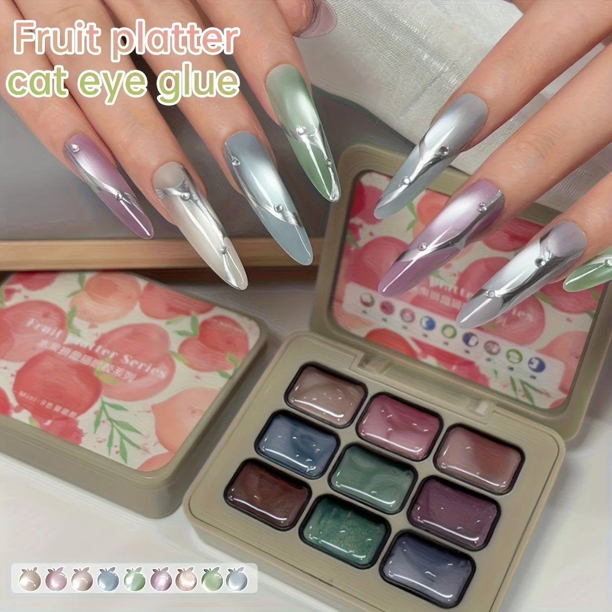 9 Colors Reflective Cat Eye Magnetic Nail Gel Soak UV LED Gel Salon