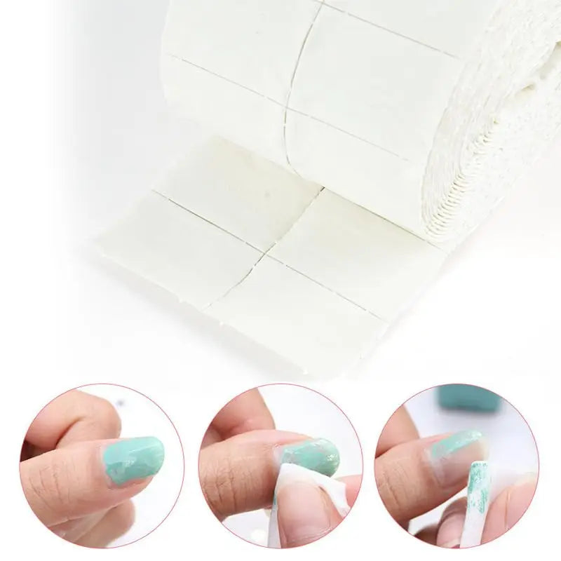 300Pcs/Roll Nail Polish Remover Cotton Pads White Torn Off Lint Free