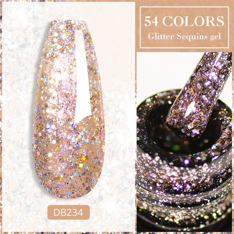 6ml Glitter Gel Nail Polish Sparkling Nail Art  UV Gel Colorful