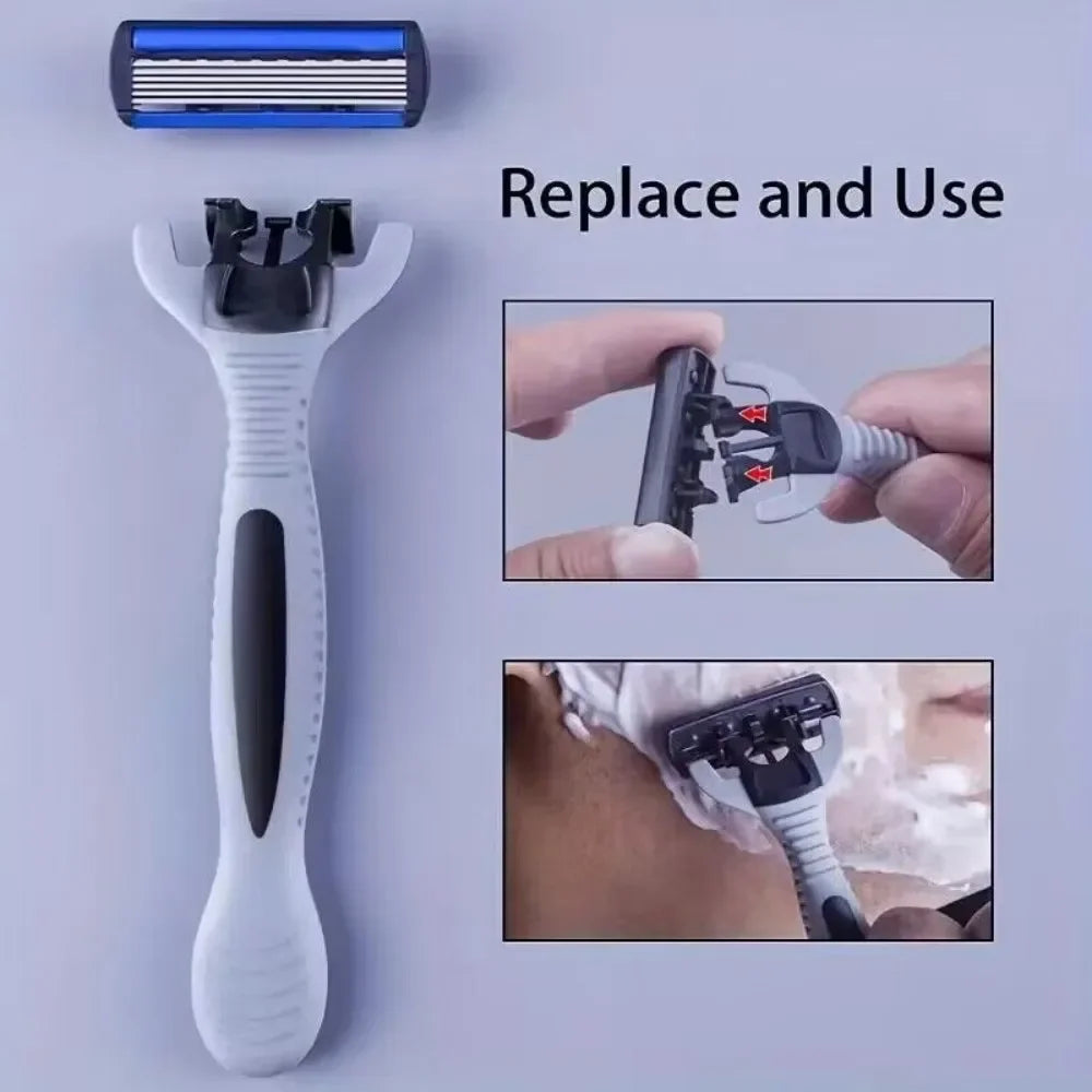 Men's manual razor safety razor 6-layer stainless steel hair removal