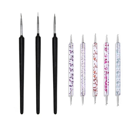 5/20Pcs Nail Art Brush Design Tip Painting Drawing Carving Dotting Pen