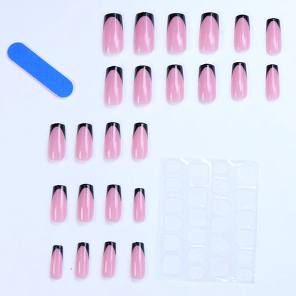 48pcs French black border hand and foot armour Glossy fake toenails