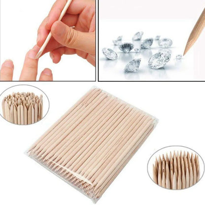 100PCS Nail Art Orange Wood Sticks Cuticle Pusher Remover