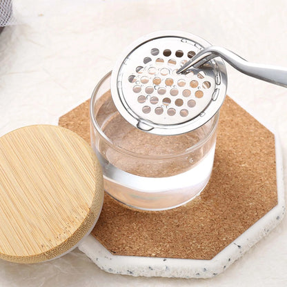 Nail Brush Cleaner Cup Wash Pen Brush Cup with Stainless Steel Mesh