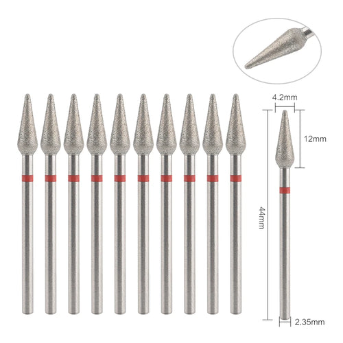 10Pcs Diamond Milling Cutter For Manicure Electric Nail Drill Bits
