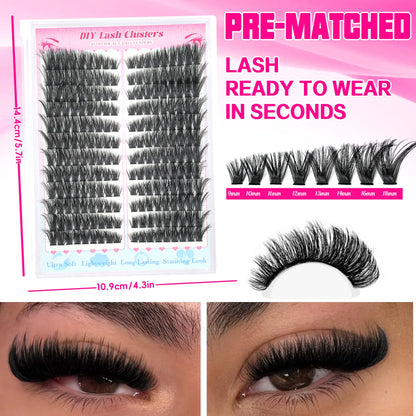 False Eyelashes Natural Wispy Individual Cluster Lashes Easy to Apply
