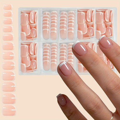 120pcs -box Almond  White French Fake nails for Stylish Women & Girls,