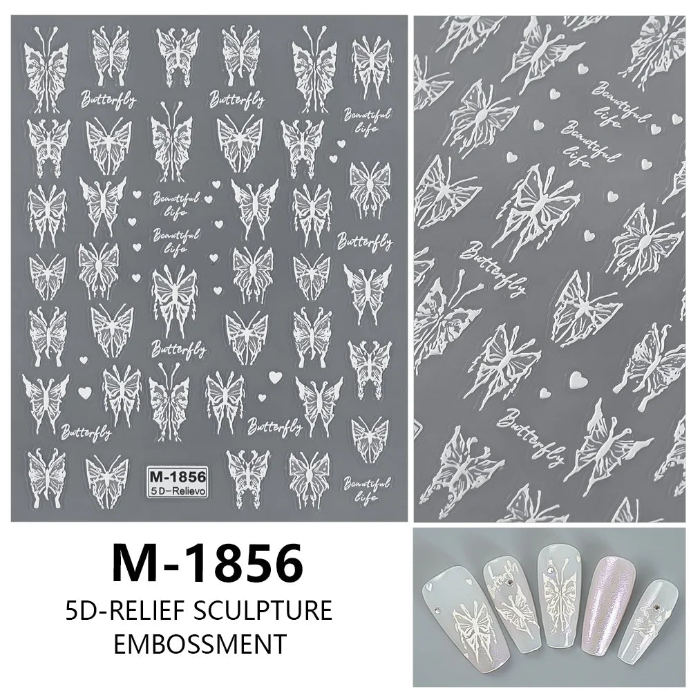 5D Nail Art Stickers Love Hearts Stars French Nail Art Design